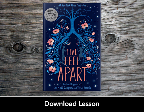 Text: Download Lesson; Image: Five Feet Apart book cover