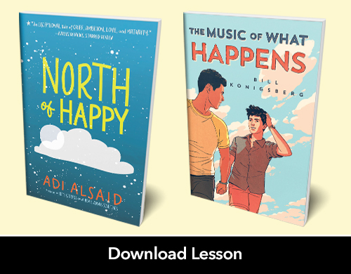Text: Download Lesson; Images: North of Happy and The Music of What Happens book covers