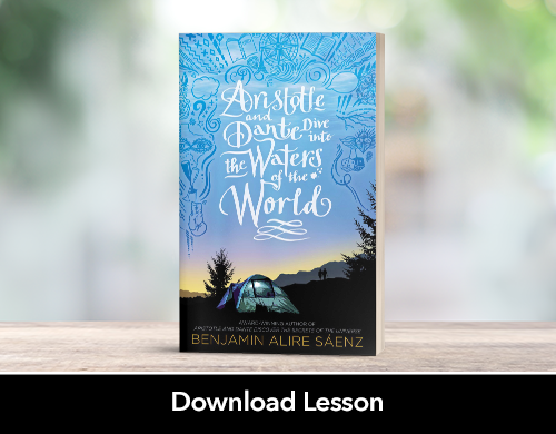 Text: Download Lesson; Image: Aristotle and Dante Dive into the Waters of the World book cover