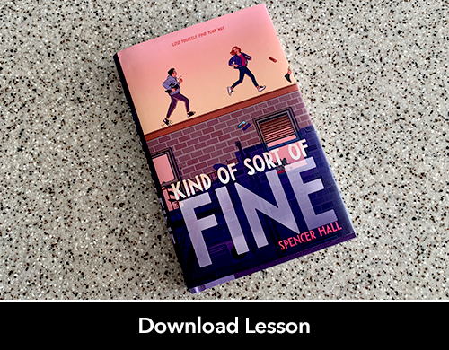 Text: download Lesson; Image: Kind of Sort of Fine by Spencer Hall book 